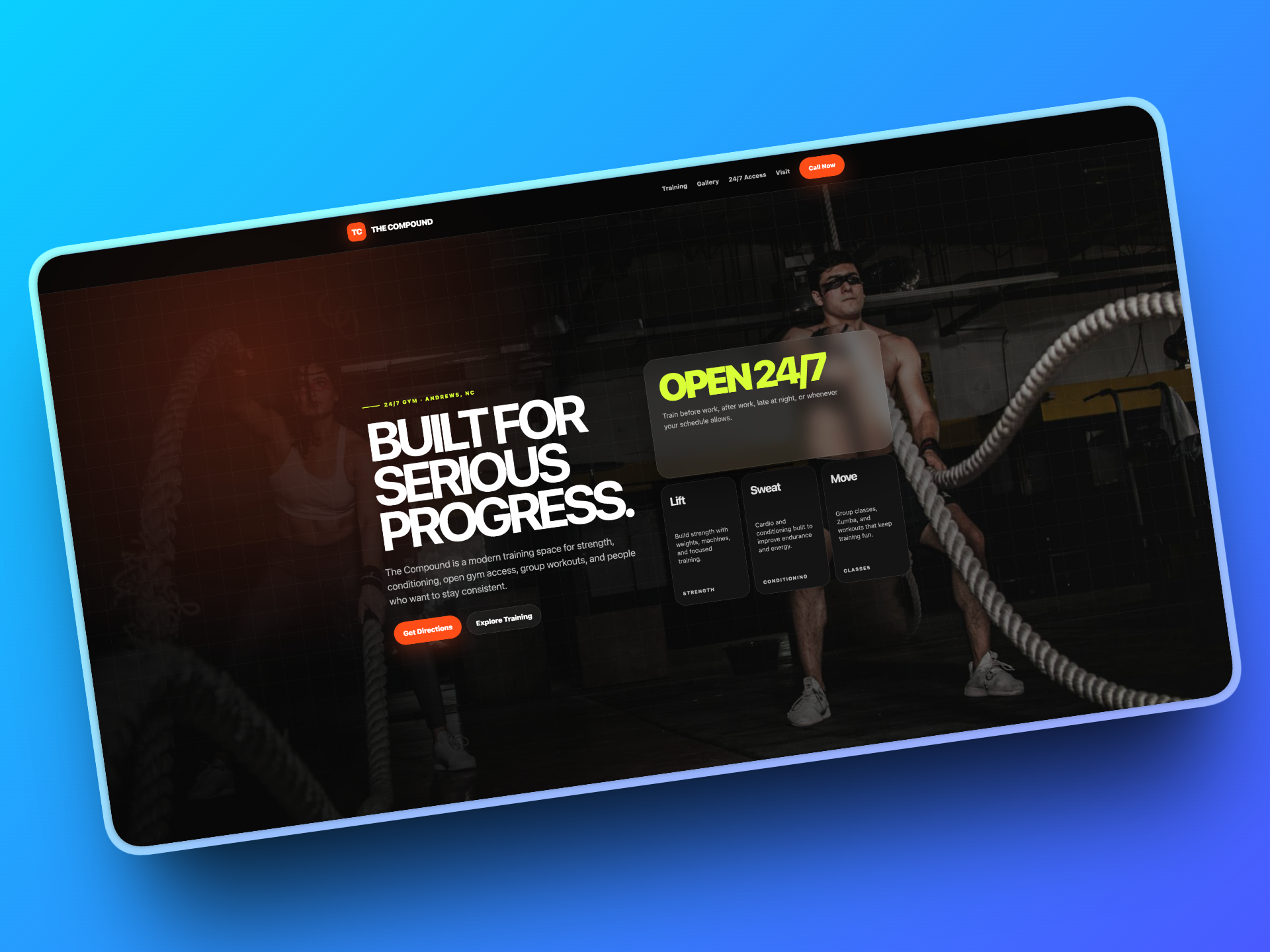 The Compound Andrews modern fitness website homepage